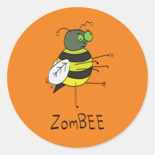 ZomBEE Zombie Bee Funny Halloween Stickers