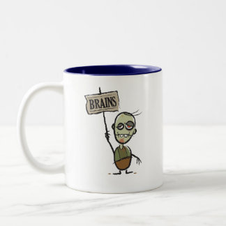 Zombi avec la tasse à deux tons de signe de