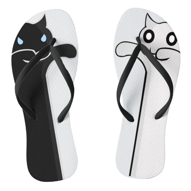 ZOMBI CATS B&W Slim Strap FlipFlops Thongs (Footbed)