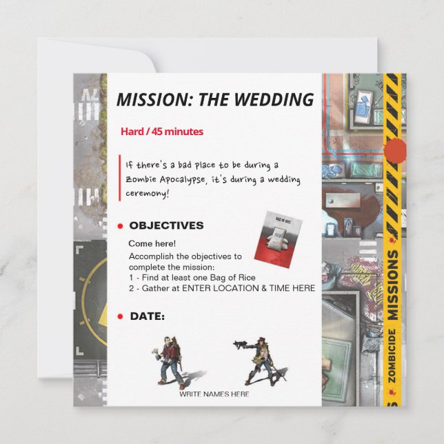 Zombicide Mission Wedding Invitation (Front)