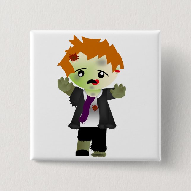 Zombie 2 Inch Square Button (Front)