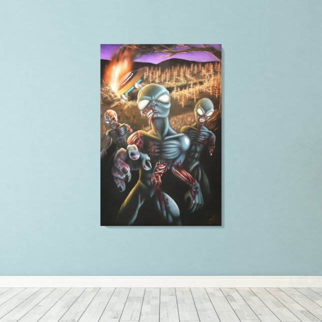 Zombie Aliens Canvas Print (Insitu(Wood Floor))