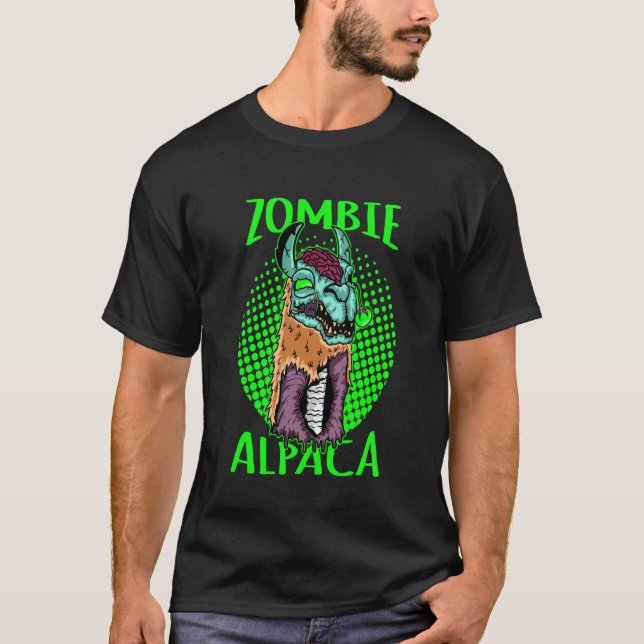 Zombie Alpaca Alpacalypse Funny Llama Halloween T-Shirt (Front)