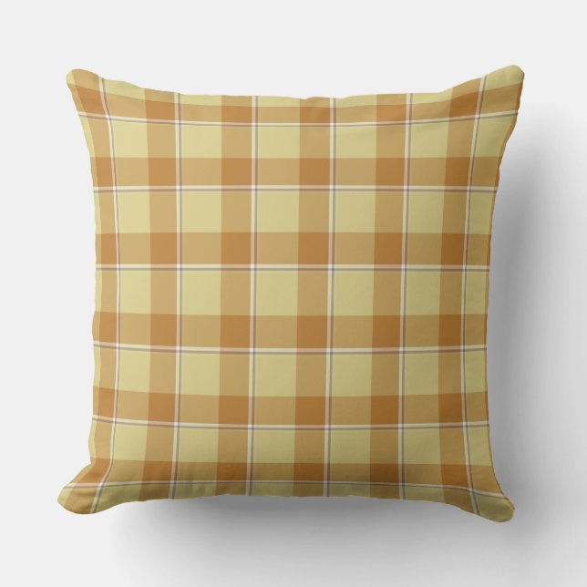 Zombie and Copper Plaid Tan Beige Throw Pillow (Front)
