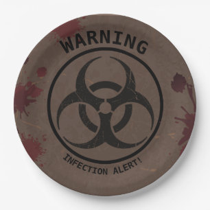 Zombie Apocalypse Birthday   Halloween Biohazard  Paper Plate