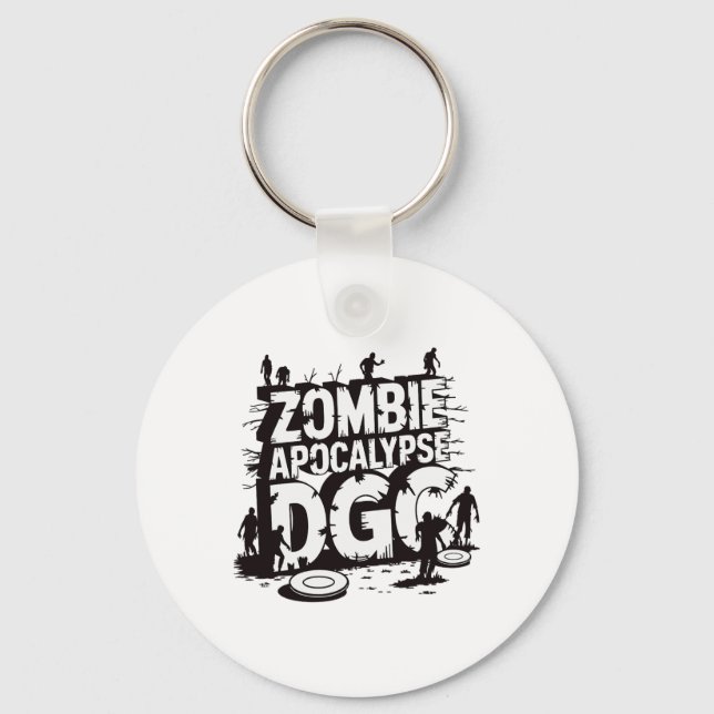 Zombie Apocalypse Dgc Funny Disc Golf Zombie Lover Keychain (Front)