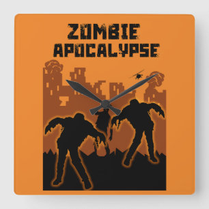 Zombie Apocalypse Gifts Square Wall Clock