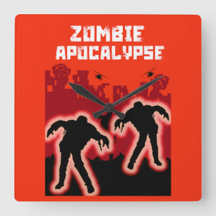 Zombie Apocalypse Kids Shirt Square Wall Clock