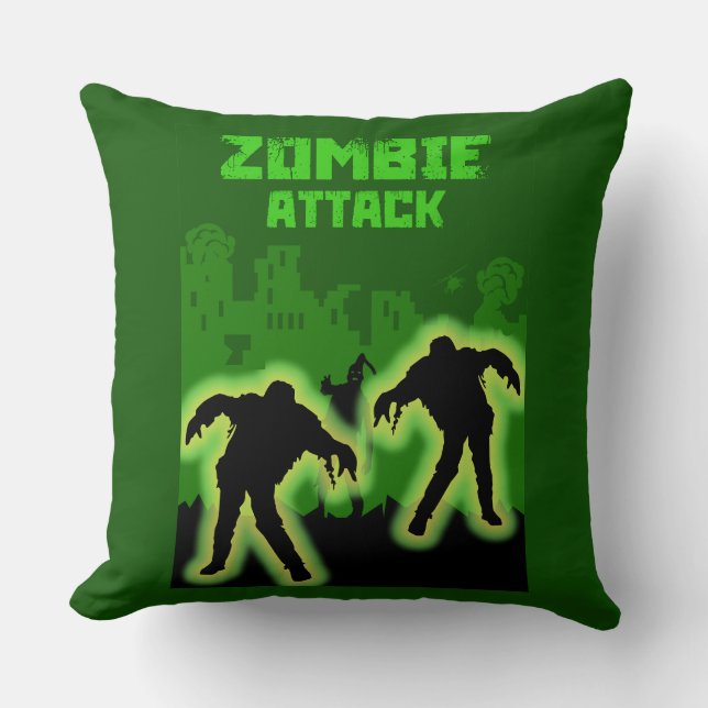 Zombie Apocalypse Kids Throw Pillow (Front)