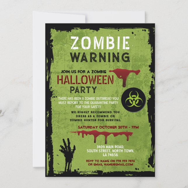 Zombie Apocalypse Party Graveyard Halloween Invitation (Front)