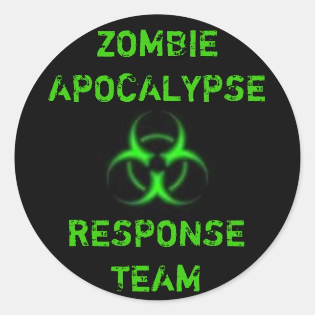 Zombie Apocalypse response team green Classic Round Sticker (Front)