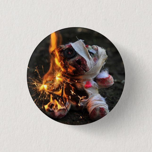 Zombie Apocalypse Teddy Bear 1 Inch Round Button (Front)