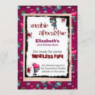 Zombie Apocalypse Thème Anniversaire Invitation de