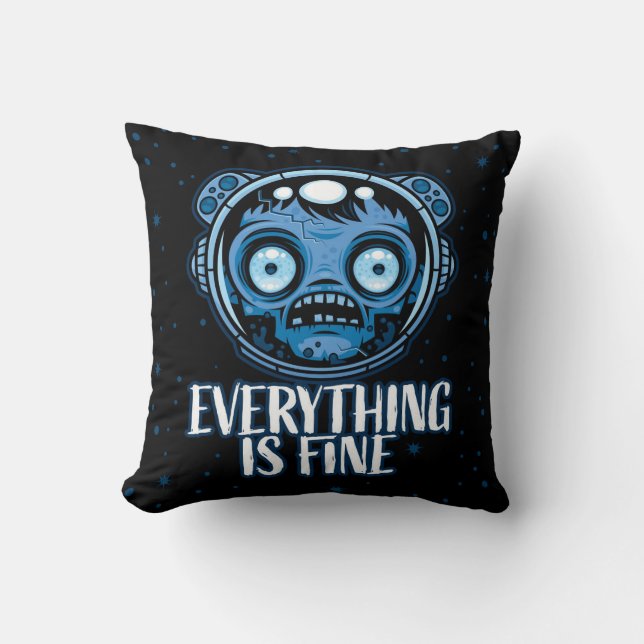 Zombie Astronaut Is Fine Throw Pillow (Front)