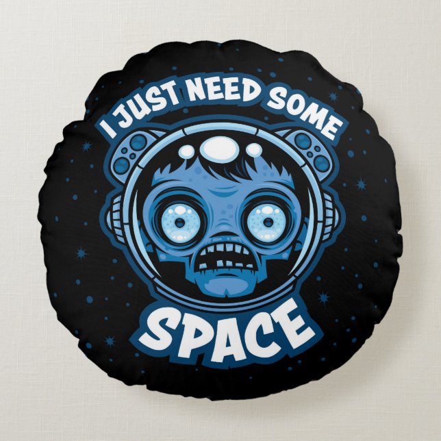 Zombie Astronaut Needs Some Space Round Pillow (Front)