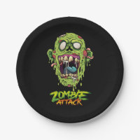 Zombie Attack Scary Monster Creature Paper Plate
