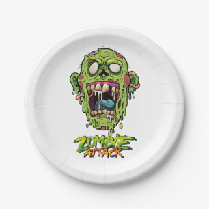 Zombie Attack Scary Monster Creature Paper Plate