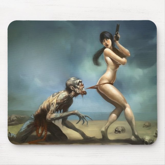 zombie attack with hot girl mouse pad (Front)