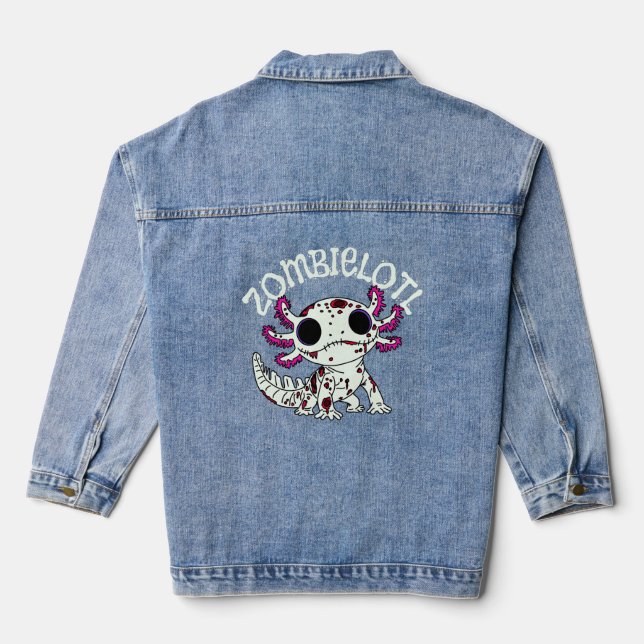 Zombie Axolotl Denim Jacket (Back)