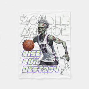 Zombie Basketball Action Fleece Blanket