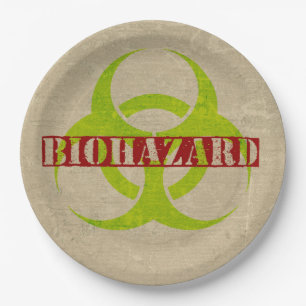 Zombie Biohazard Halloween Party Paper Plates