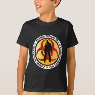 Zombie Biohazard Waste Warning Funny Halloween T-Shirt