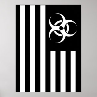 Zombie Biological Outbreak BLack Flag Poster