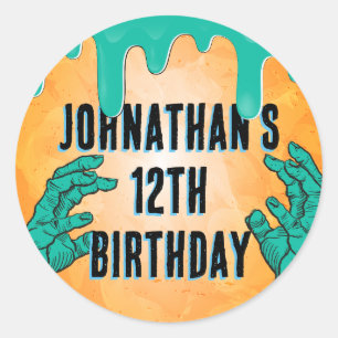 Zombie Birthday Halloween Kids Party  Classic Round Sticker