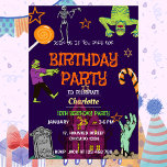 Zombie Birthday Invitation Kids Party<br><div class="desc">Transform your birthday into an unforgettable celebration for both you and your guests with this lively and colourful design featuring zombies,  mummies,  graveyards,  sweets,  and more. Easily personalize it with your details,  and you're ready to go. Enjoy your birthday party</div>