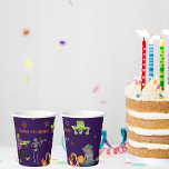 Zombie Birthday Kids Party  Paper Cups<br><div class="desc">Transform your birthday into an unforgettable celebration for both you and your guests with this lively and colourful design featuring zombies,  mummies,  graveyards,  sweets,  and more. Easily personalize it with your details,  and you're ready to go. Enjoy your birthday party</div>