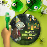 Zombie Birthday Kids Scary Monster Paper Plate<br><div class="desc">Turn your child's celebration into a great time with our Zombie Birthday Kids Scary Monster Paper Plates! Perfect for a Halloween-themed birthday bash, these plates feature a funny and spooky zombie design that kids will adore. Ideal for serving up ghoulish goodies and creepy cupcakes, these durable paper plates add a...</div>