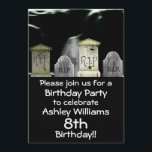 Zombie Birthday Party Invitation<br><div class="desc">This zombie birthday party invite has the perfect background with a cemetary and a zombie ghost coming out from behind the tombstones; perfectly frightening for any scary themed birthday party, just customize with all your details and you are all set!</div>