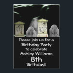 Zombie Birthday Party Invitation<br><div class="desc">This zombie birthday party invite has the perfect background with a cemetary and a zombie ghost coming out from behind the tombstones; perfectly frightening for any scary themed birthday party, just customize with all your details and you are all set!</div>