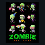 Zombie Birthday Squad Funny Halloween Party Boy Ki Poster<br><div class="desc">Zombie Birthday Squad Funny Halloween Party Boy Kids Girl</div>
