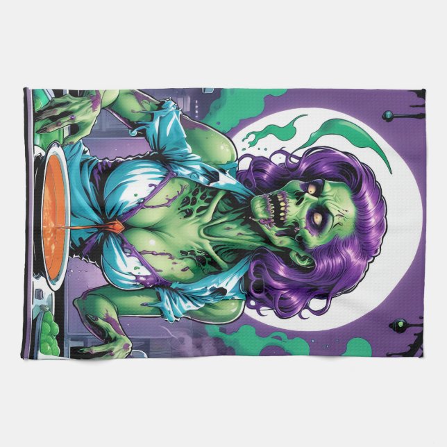 Zombie Bites: Creepy Culinary Creations Kitchen Towel (Horizontal)