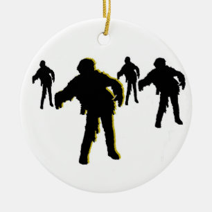 Zombie Black Silhouette Ornament! Customize me! Ceramic Ornament