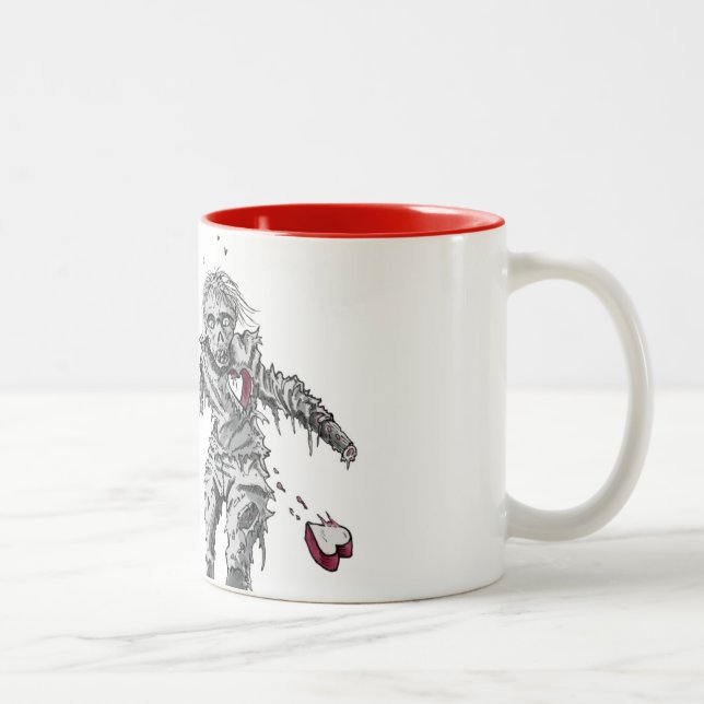 Zombie Broken Heart with Flower Two-Tone Coffee Mug (Right)