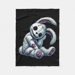 Zombie Bunny Stitched Easter gothic and Creepy Fleece Blanket