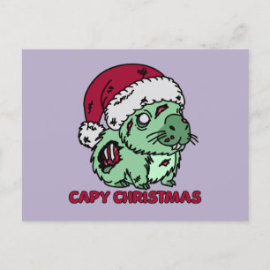 Zombie Capybara Christmas Postcard