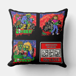 Zombie Cartoon Pattern Throw Pillow