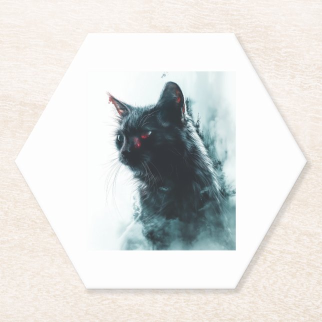 Zombie Cat Apocalypse Paper Coaster (Front)