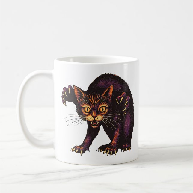 Zombie Cat Funny Creepy Cute Undead Kitty Coffee Mug (Left)