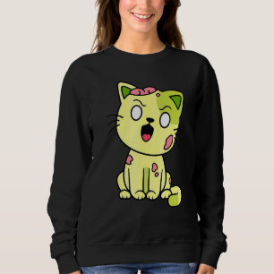 Zombie Cat Halloween Meow Cute Monster Graphic  1 Sweatshirt