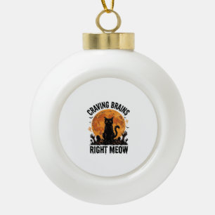 Zombie Cat Halloween Vintage Engraving Shirt Art_1 Ceramic Ball Christmas Ornament