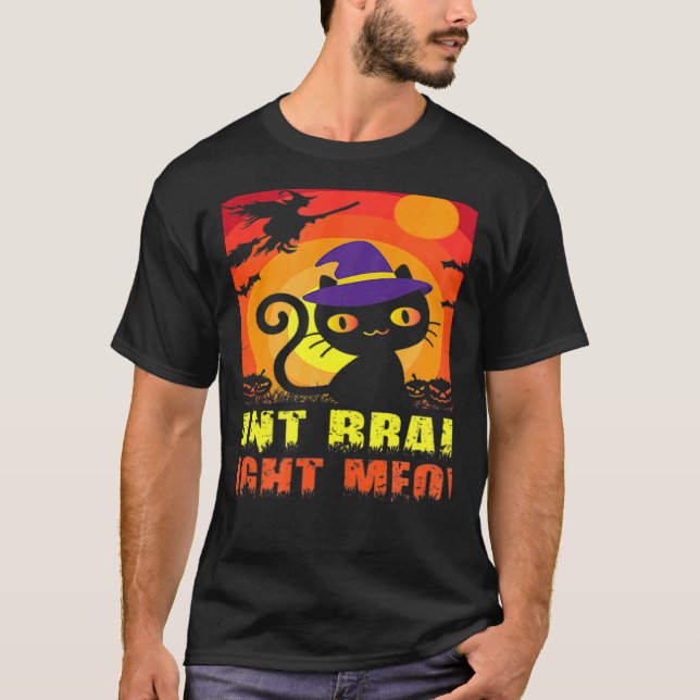 Zombie Cat Humourous Want Brain Right Meow Ee T-Shirt (Front)