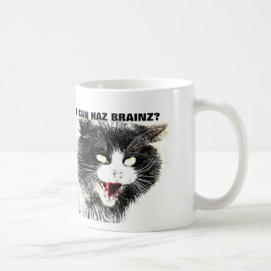 Zombie Cat I Can Haz Brainz Coffee Mug