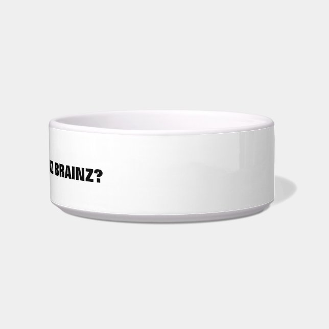 Zombie Cat I Can Haz Brainz Pet Food Bowl (Right)