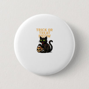 Zombie Cat � Trick or Treat Meow Halloween Design 2 Inch Round Button