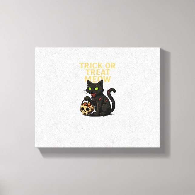 Zombie Cat – Trick or Treat Meow Halloween Design  Canvas Print (Front)