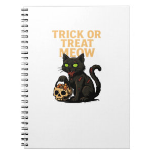 Zombie Cat – Trick or Treat Meow Halloween Design Notebook